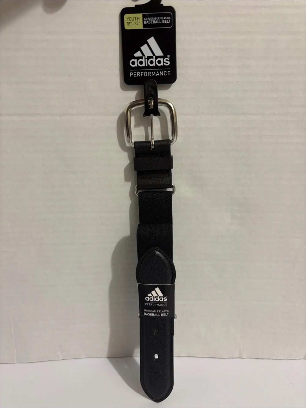 adidas Black Elastic Performance‎ Baseball Belt with Silver Buckle